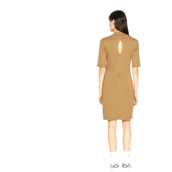 GAP Women Modern Mockneck Mini Dress Dried Moss 3/4 Sleeves Fitted Sz LG NWT - Picture 10 of 15